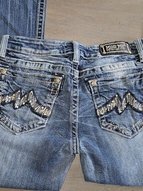 Miss Me Blue Boot Cut Jeans with Embellished Back Pockets